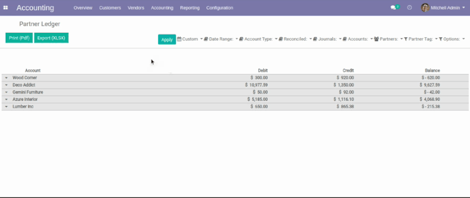 Odoo - Sample 1 for three columns