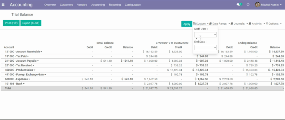 Odoo - Sample 1 for three columns