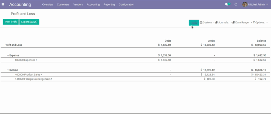 Odoo - Sample 1 for three columns