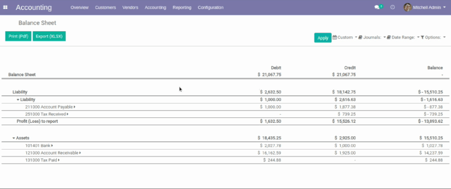 Odoo - Sample 1 for three columns