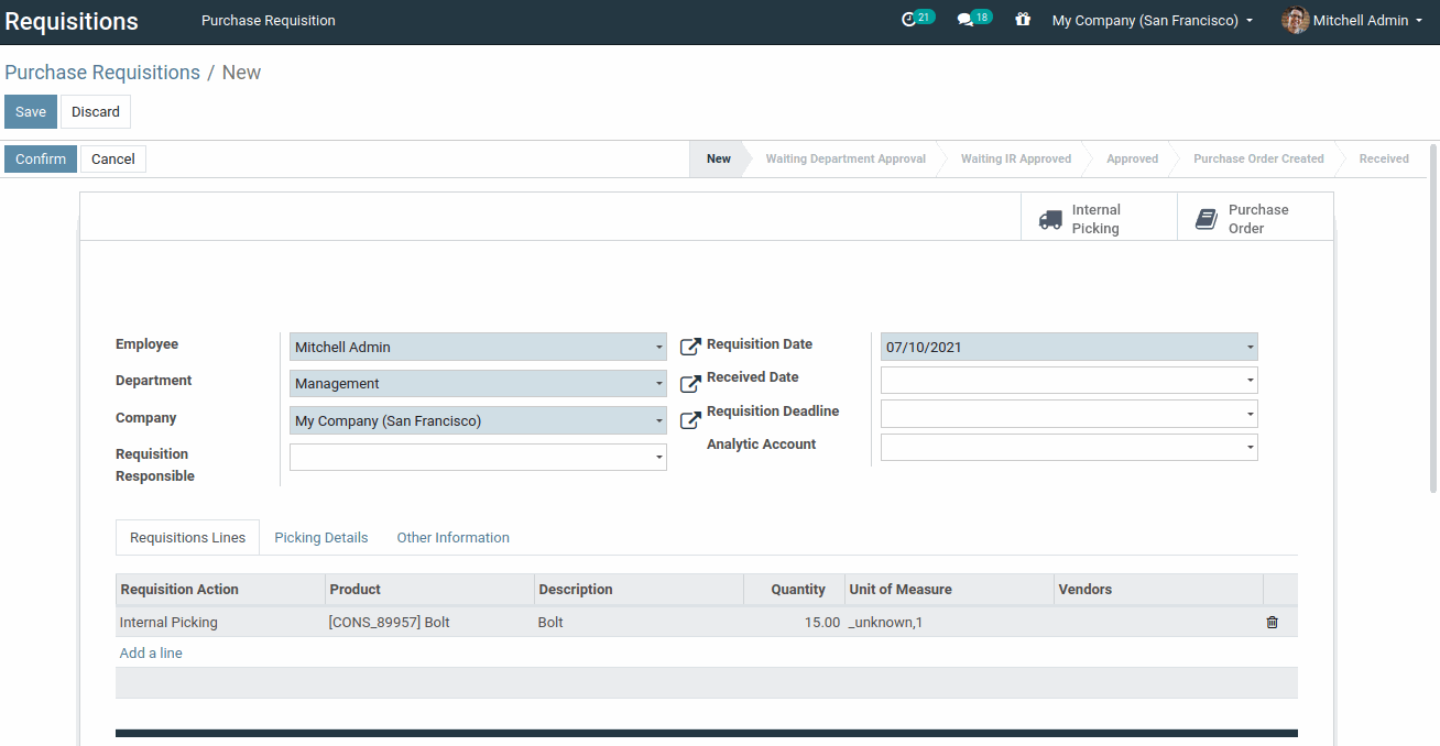 Odoo - Sample 1 for three columns